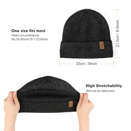 Wmcaps Winter Beanie for Men Women, Fleece Lined Beanie Soft Warm Knit Hat Ski Stocking Cuffed Cap