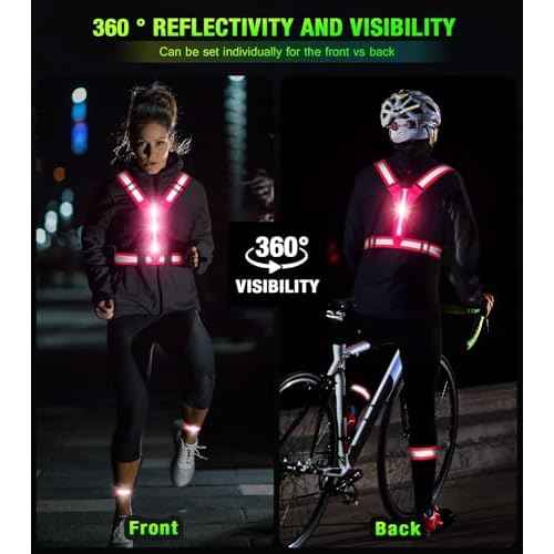 Led Light Up Running Vest Reflective Vest for runners night walking, Rechargeable Reflective Running Vest High Visibility
