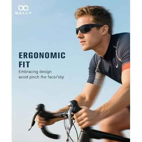 Sunglasses Men Polarized Mens Sunglasses, Wrap Around Sports Sun Glasses for Cycling Running with UV400 Protection