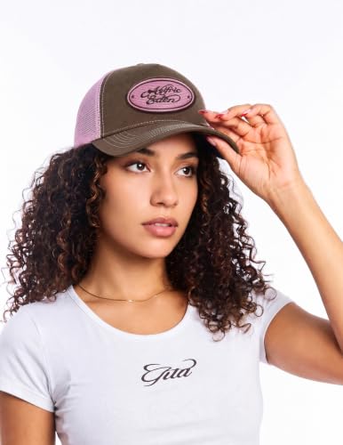 Aelfric Eden Trucker Hat Color Block Mesh Snapback Baseball Cap - Brown Pink