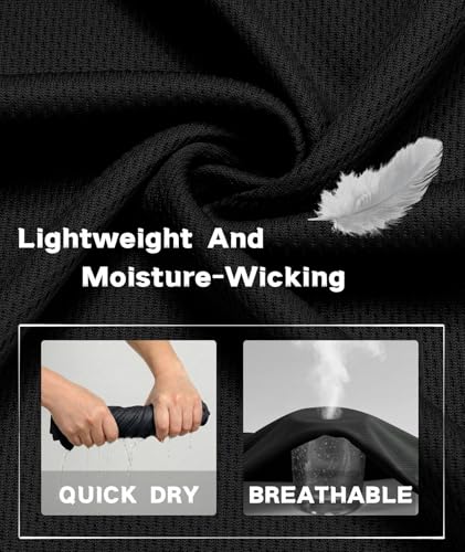 Men's Athletic Polo Shirt - Quick Dry Short Sleeve Black Medium