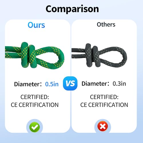 150Ft Heavy Duty Climbing Rope for Arborists - Green, 1/2 Inch Diameter