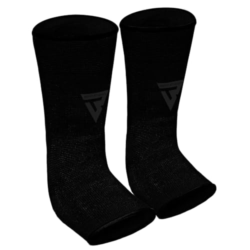 Muay Thai Ankle Wrap for MMA Kickboxing Martial Arts - Full Black Large-X-Large