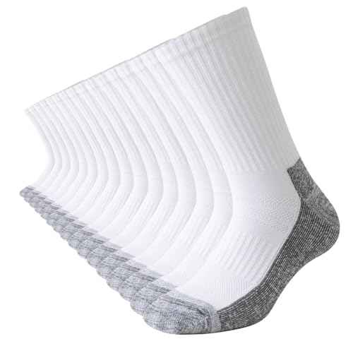 JOYN?E 8 Pair Mens Thick Cushioned Athletic Crew Socks Breathable Moisture Wicking Work Running Socks for Men Size 9-12/12-15