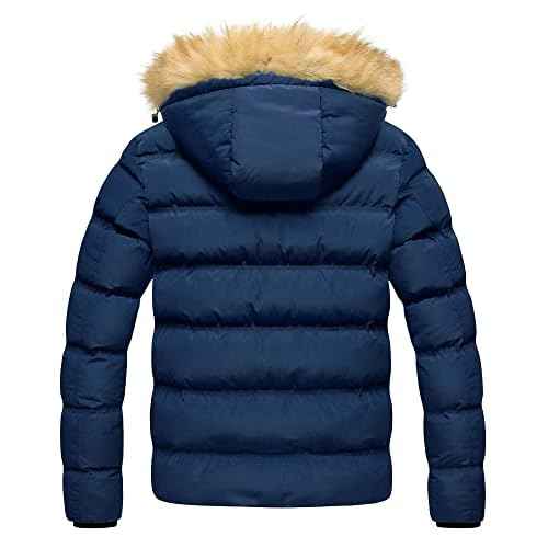 Pursky Men's Puffer Jacket Waterproof Winter Bubble Coats Ski Parka Fur Hooded