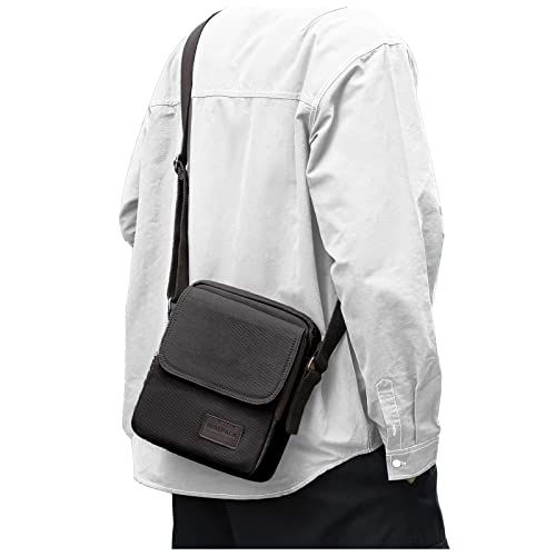 WISEPACK Small Vintage Canvas Crossbody Bag for Men - Black Grey Large Variation A2-845