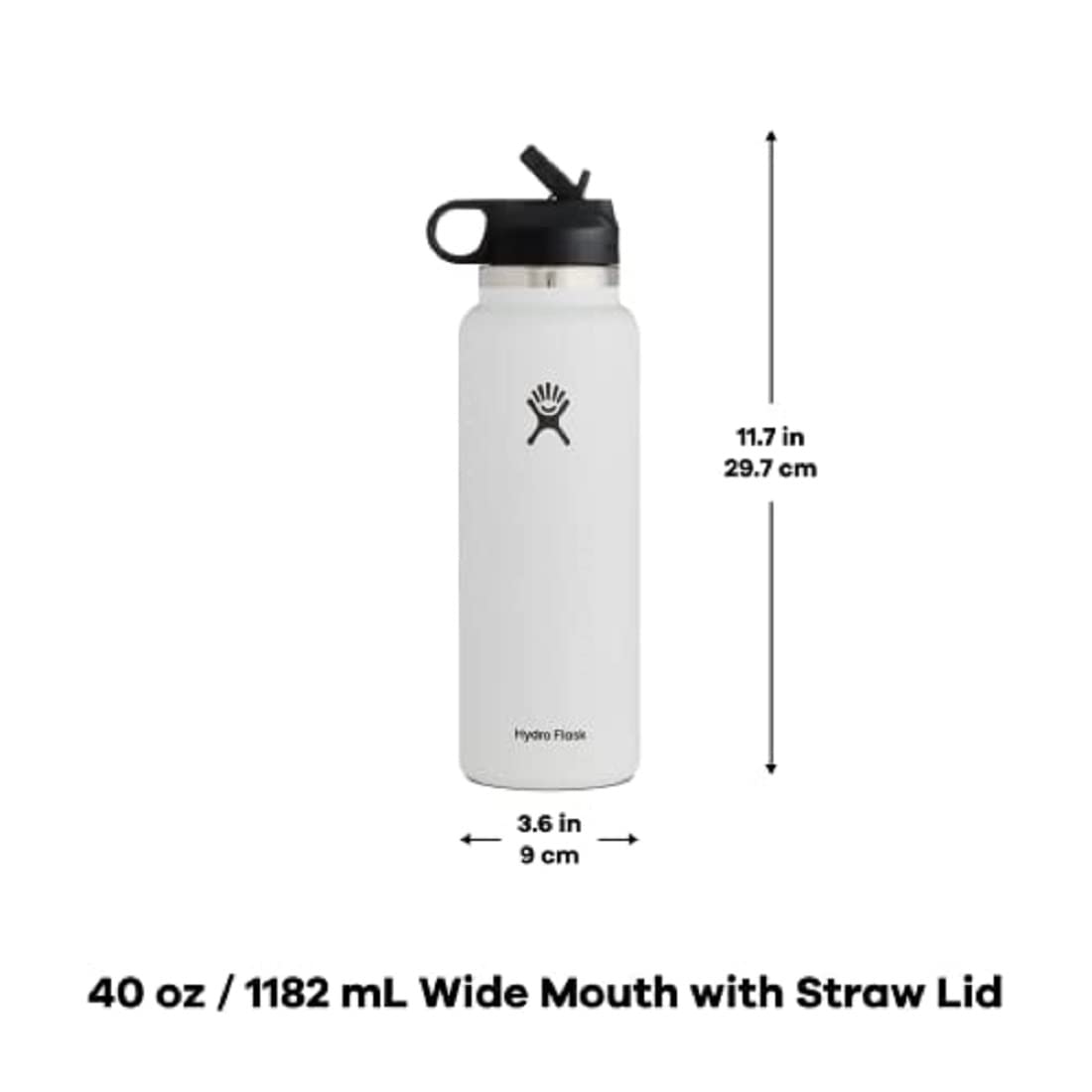 Hydro Flask 40 oz Wide Mouth Straw Lid Black