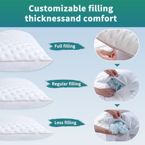 Side Sleeper Pillow Compressible Memory Foam for Quick Trips Camping Pillow for Neck and Shoulder Pain, Machine Washable Breathable for Hiking Home Airplane and Car (White, Queen)