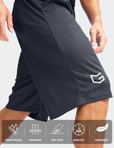Men's Long Basketball Shorts 9/11 Inch Inseam with Pockets - Navy, X-Large