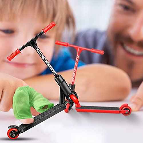 Civaner 22 Pcs Mini Finger Scooter Toys Skateboards for Fingers Tech Scooter Bike with Two Wheels for Desk Interactive Toys(Red, Black)