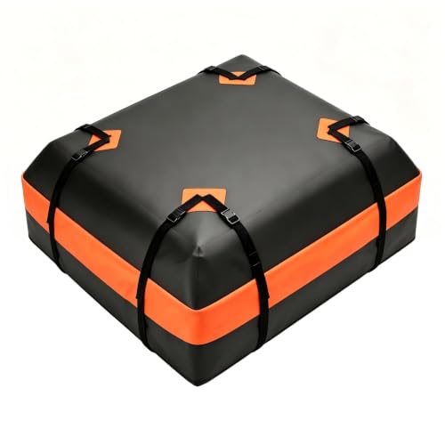 DUMOS Waterproof Car Roof Bag Cargo Carrier 15 Cu Ft Black-Orange