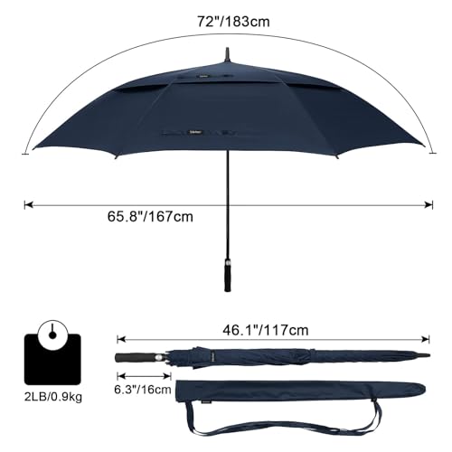 G4Free 72-Inch Oversized Windproof Golf Umbrella Navy Blue