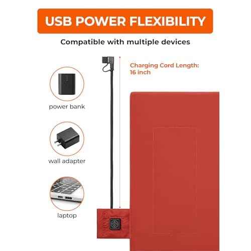 ORORO Portable Heated Cushion with Battery, USB Heated Seat Cushion for Office Chair, Stadium (Charger Not Included)