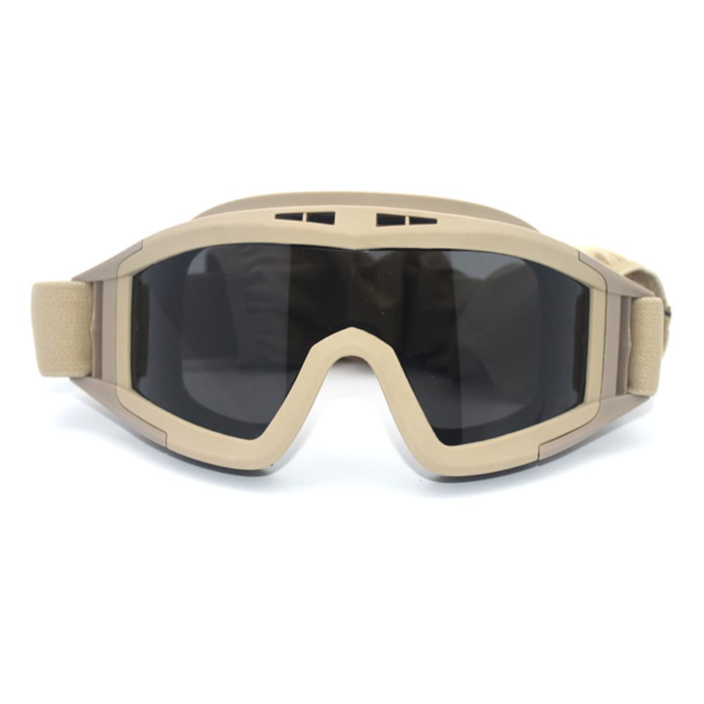 HARGLESMAN Airsoft Goggles Tactical Safety Goggles Anti Fog Glasses with Interchangeable Lenses Hunting Cycling Paintball (Sand)
