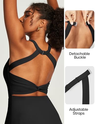 Heathyoga Easy Peasy Tennis Dress with Shorts Underneath - Medium / Easy Peezy - Black