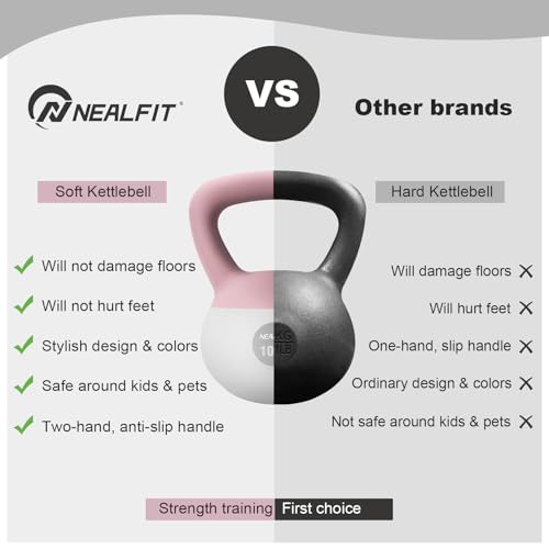 Pink 20LB Soft Kettlebell for Home Gym Strength Training - Anti-Slip & Floor Protection