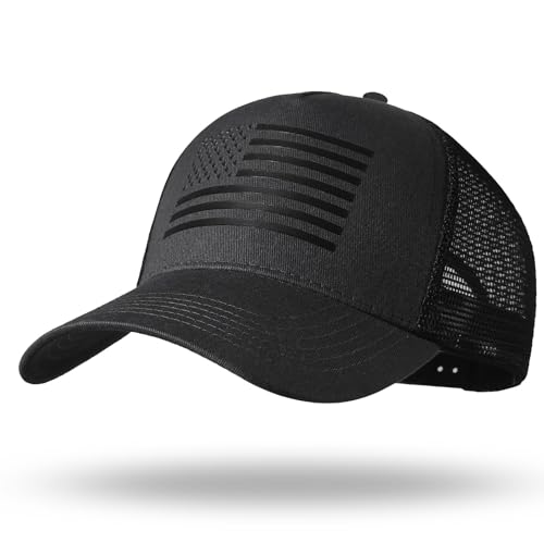 XXL American Flag Trucker Hat for Big Heads Mesh Snapback Black - XX-Large
