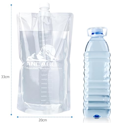 64oz Collapsible Water Bottles 3-Pack - Reusable Foldable Hydration Bottles for Hiking Camping & Travel, BPA-Free