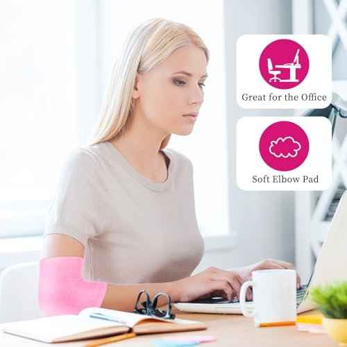 2 Pairs/4 Pcs Elbow Moisturizing Sleeve, Elastic Gel Elbow Pads for Women, Soft Sleeve Elbows Protector for Spa Moisturizing Dry Cracked Skin Care (Pink)