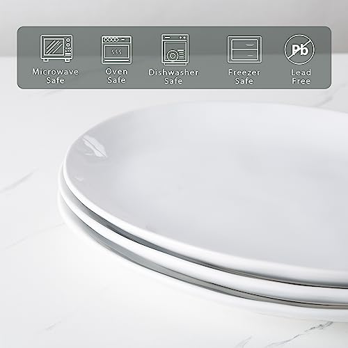 Ceramic Serving Platters Set of 3 - 12 Inch White Dinner Dishes with High Edges