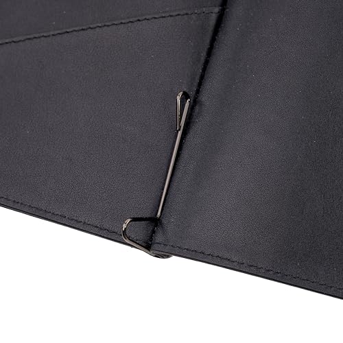 Golf Scorecard & Yardage Book Holder - Genuine Leather, Black