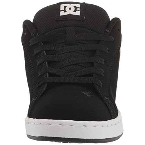 DC Women's Court Graffik Casual Low Top Skate Shoe, Black/White Stencil, 6.5