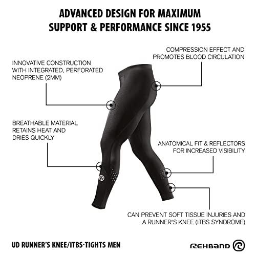 Rehband UD Runner¢¥s Knee/ITBS, Thermal Zone Tights for Men, Compression Tights for Running & Athletics