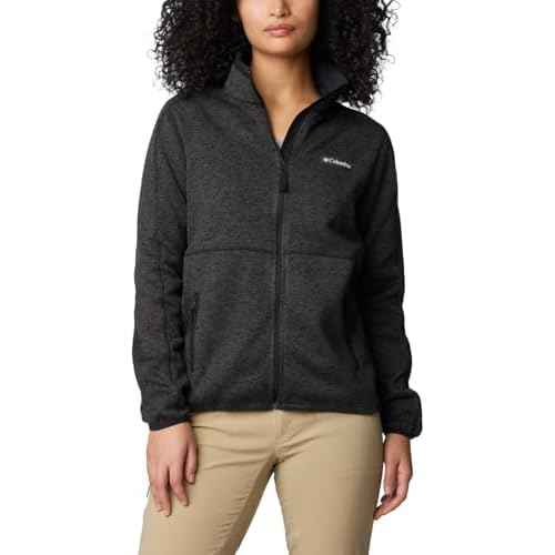 Columbia Womens Sweater Weather II Full Zip Fleece Jacket, Black Heather, Medium