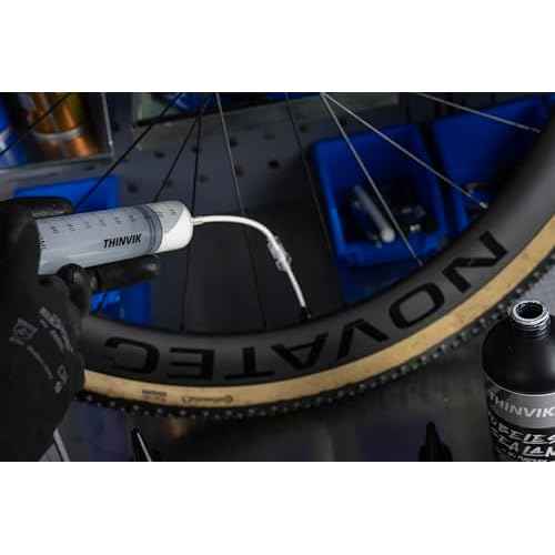 Thinvik Tubeless Tire Sealant 500ML/16.9oz No Puncture Hassle and Leak Prevention for Road Bike MTB CX and Gravel Bicycle Tubeless Tyres Sealant Injector Set/500ML(Single)