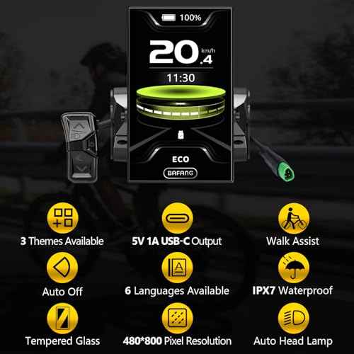 Bafang Display C010 for M400, M500 Mid Motor 0-6 Pedal Assist Levels eBike Computer Display with Automatic Backlight CAN Protocol