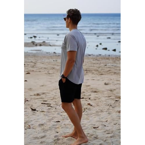 PINSPARK Mens 2 Pack UPF50+ Sun Protection Swim Surf Short Sleeve Athletic Shirts Rash Guard Quick Dry Performance Shirts
