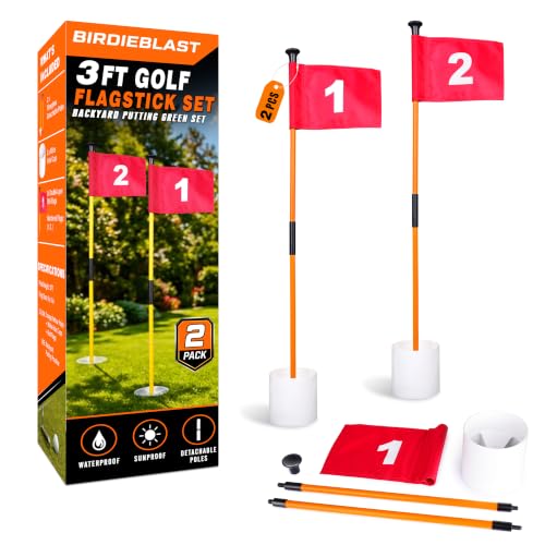 Mini Golf Flagstick Set with Double-Sided Number Flags 3Ft Orange for Yard Practice - 2 Pack Variation of ORANGE