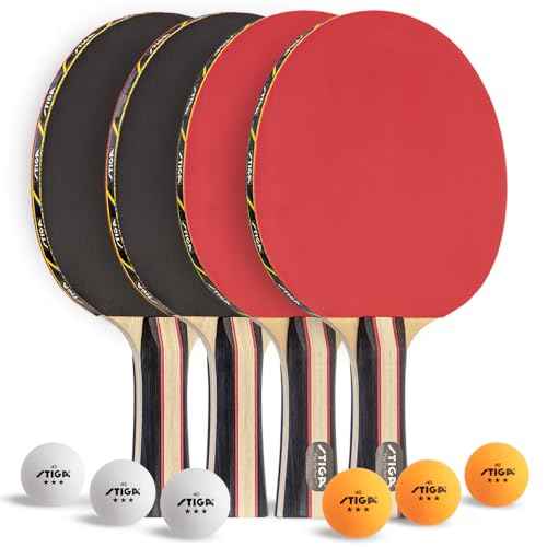 STIGA Performance 2 or 4 Player Table Tennis Set ? USATT Approved Rackets and 3-Star Balls ? 5-Ply Blade & Flared Handle ? Perfect for Skill Development