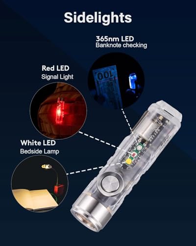 EDC Flashlight USB-C Rechargeable 650 Lumens - Aurora A8 G4 with Magnetic Clip - Variation B