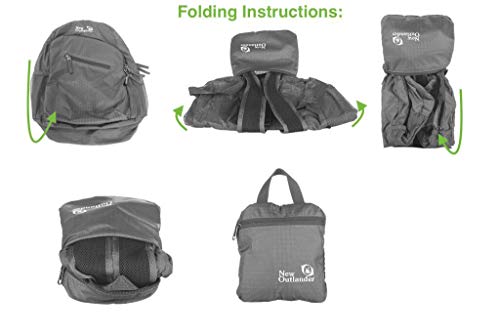 Outlander 33L Packable Lightweight Travel Hiking Backpack - Black L