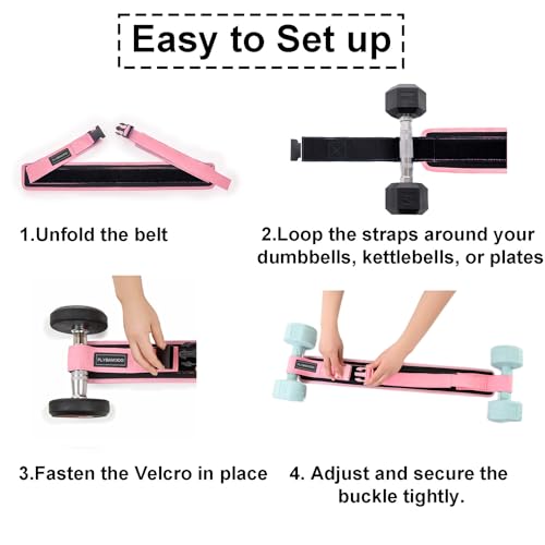 Pink Hip Thrust Belt for Weights and Resistance Bands with Cuffs - Glute & Leg Builder