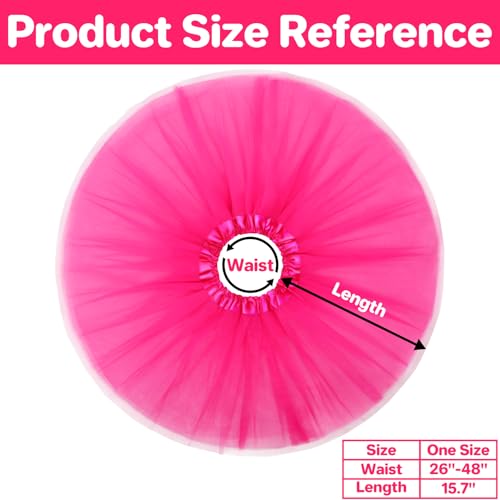 Pink 5-Layer Tulle Skirt for Women Adults Fluffy Halloween Costume - 15.7"