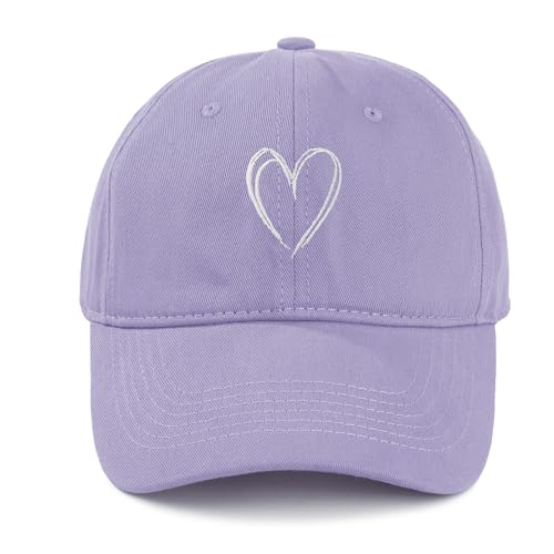 American Trends Women's Baseball Cap with Heart Embroidery - Light Purple, One Size