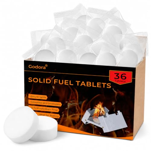 Solid Fuel Tablets 36 Pack - High Energy Camping Stove Fuel - Compact & Safe