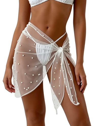 Women's Sarong Swimsuit Cover Up - Bachelorette Bride Outfit One Size White