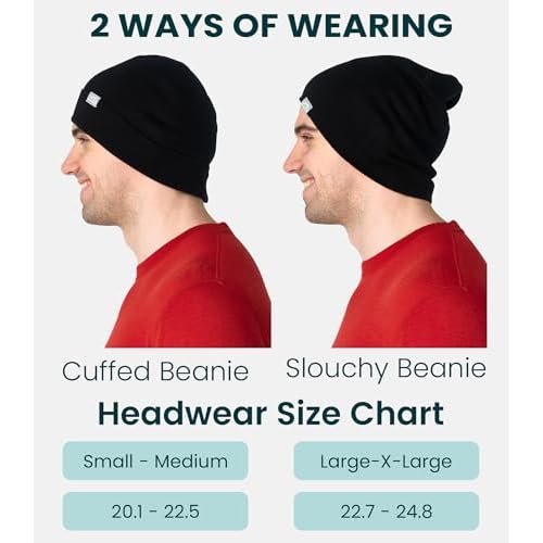 Merino Wool Beanie Men and Women ? Novelty Cuff Merino Wool Hats for Men and Women - Unisex Adult Beanie Hat and Socks
