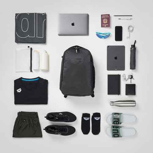 ARENA All Set Urban Backpack Work Leisure Gym Rucksack Multisport Daypack Medium Size Training Gear Equipment Bag for Teens Men Women, 30 Liters, Black