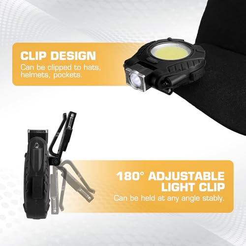 EverBrite COB Keychain Work Light, 2 Pack Rechargeable Keychain Light with Sensor Mode, Mini Magnetic Key Chain Light with 180¡Æ Rotatable Bracket, Bottle Opener, Clip - for Hiking, Camping, 6 Modes