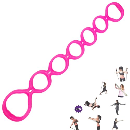 Pink 7 Ring Adjustable Resistance Exercise Band for Full Body Workout & Yoga