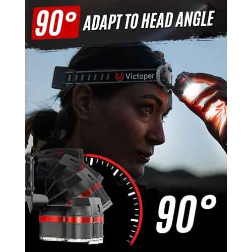 Victoper Headlamp Rechargeable, LED Ultra Bright Head Lamp with 8 Modes, IPX5 Waterproof Lightweight USB Headlight Flashlights with Red Light for Adult, Camping, Running, Hiking, Cycling, Working,