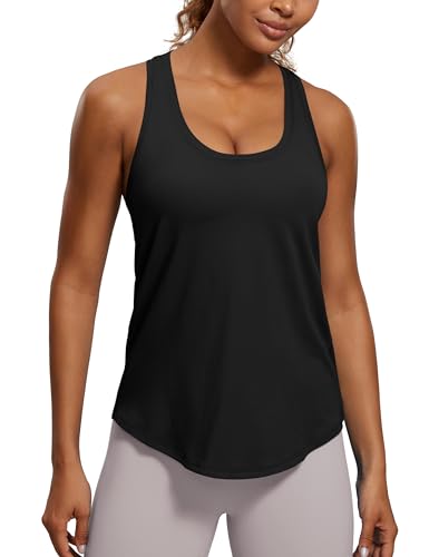 CRZ YOGA Pima Cotton Racerback Tank Top - Medium Black