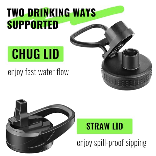 Black 64 oz Glass Water Bottle with Straw - Half Gallon Hydration Jug
