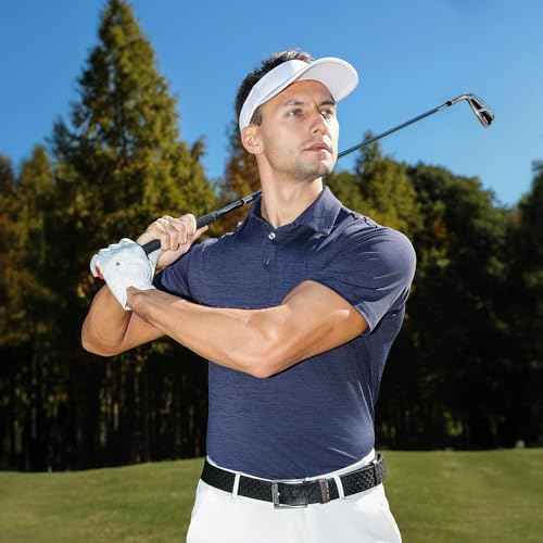 Polo Shirts for Men - Quick Dry Moisture Wicking Black Short Sleeve Performance Golf T Shirts for Casual Work Athletic