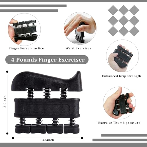 Hand Grip Strengthener Kit with Adjustable Resistance and Stress Ball