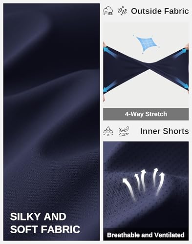 Women's Navy 20-Inch Knee Length Golf Skirt with Pockets, High Waist, Tummy Control - Large